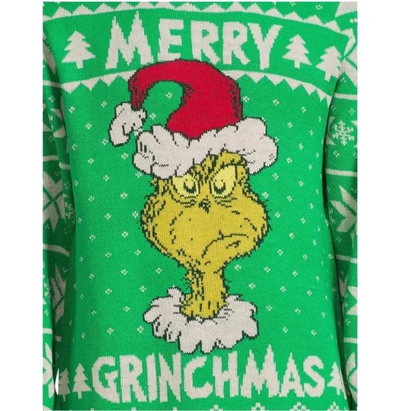 Dr. Seuss The Grinch Men's Merry Grinchmas Ugly Christmas Sweater NWT - Picture 4 of 4